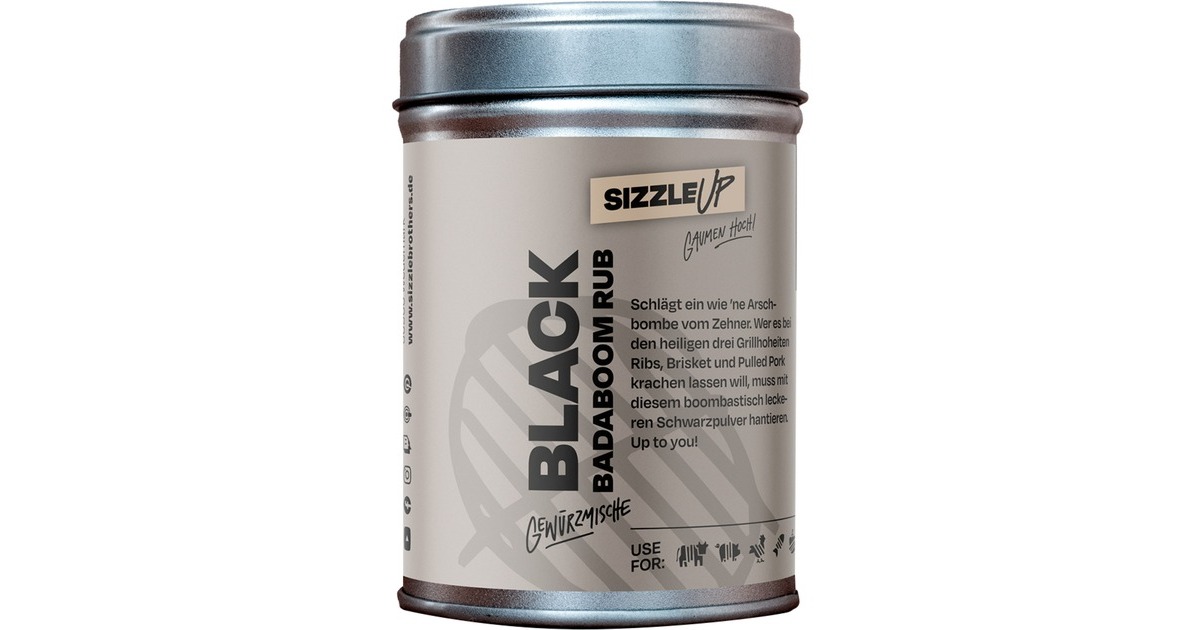 SizzleBrothers Black Badaboom Rub, Gewürz(120 g, Streudose)