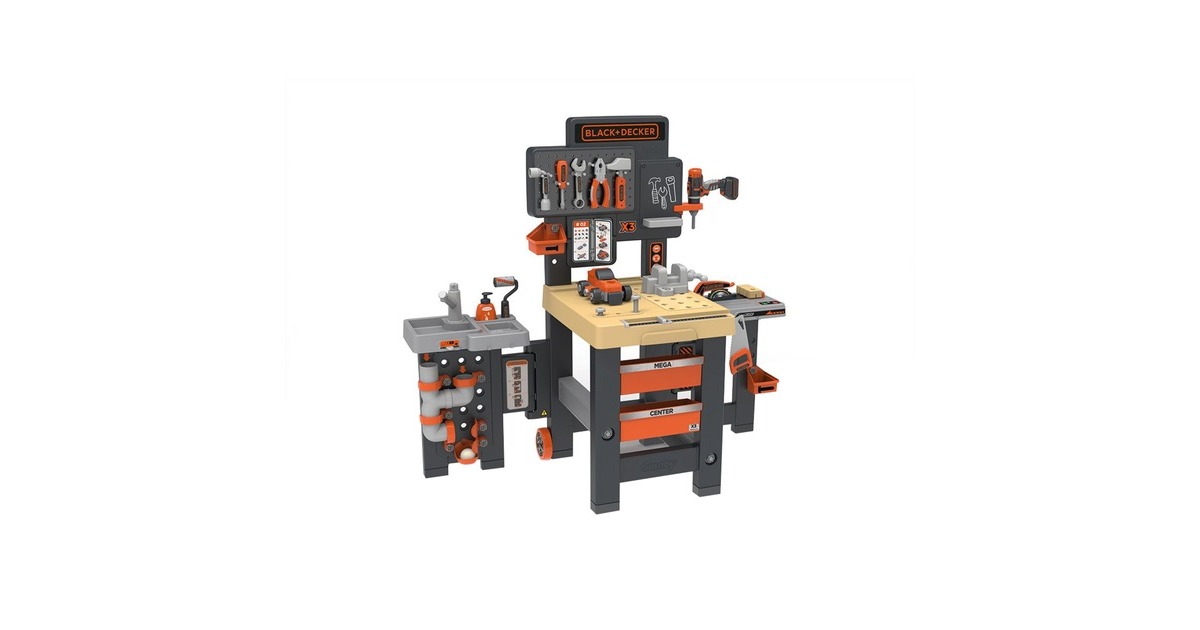 Smoby Black+Decker Mega Werkbank Center, Kinderwerkzeug(grau/orange)