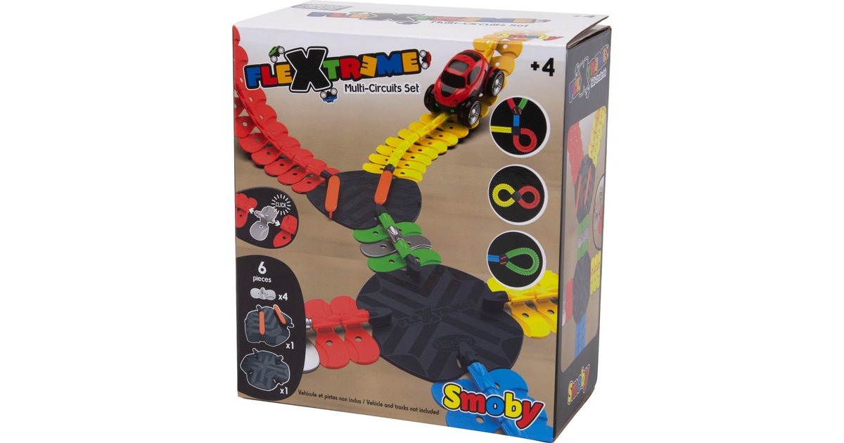 Smoby FleXtreme Multi-Rennstrecken Set Kreuzung und Weiche, Rennbahn