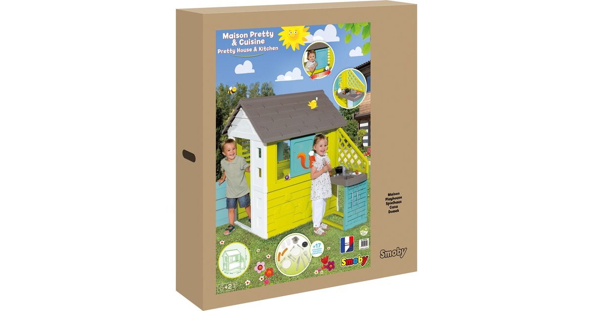 Smoby Pretty Spielhaus mit Sommerküche, Gartenspielgerät(türkis/grün)