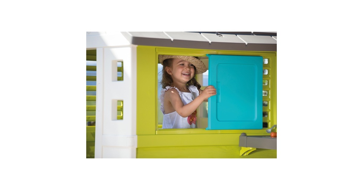 Smoby Pretty Spielhaus mit Sommerküche, Gartenspielgerät(türkis/grün)