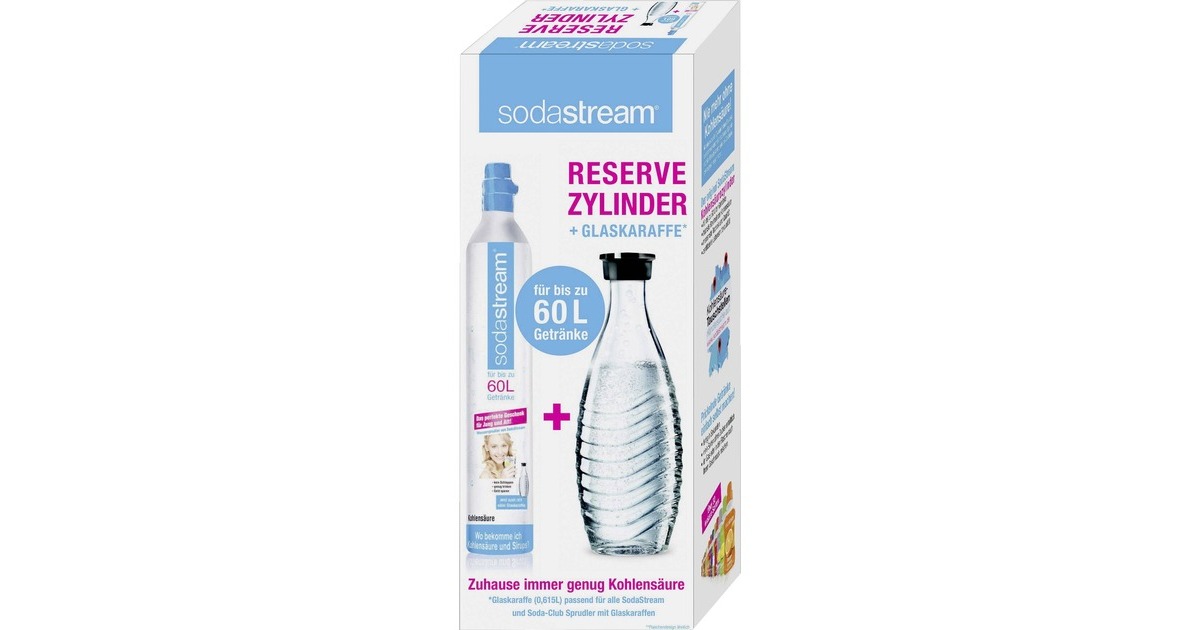 SodaStream Reserve CO₂-Zylinder 60L + 1 Glaskaraffe, für Wassersprudler(mit Schraubsystem) SodaStream Reserve CO₂-Zylinder 60L + 1 Glaskaraffe, für Wassersprudler(mit Schraubsystem)