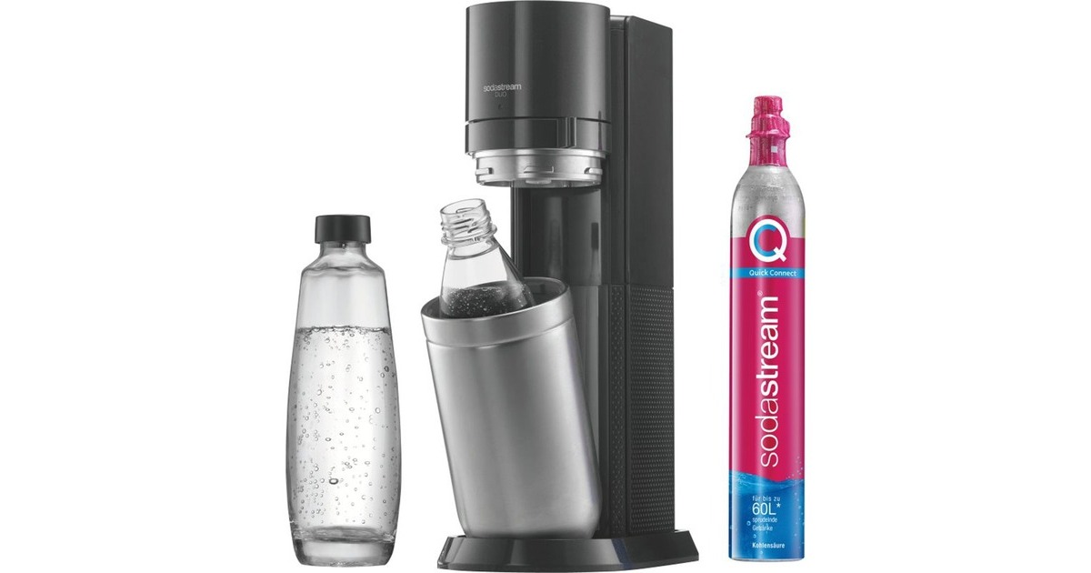 SodaStream Wassersprudler Duo Titan 1+1(inkl. Glasflasche, Kunststoffflasche, CO₂-Zylinder, Outlet)