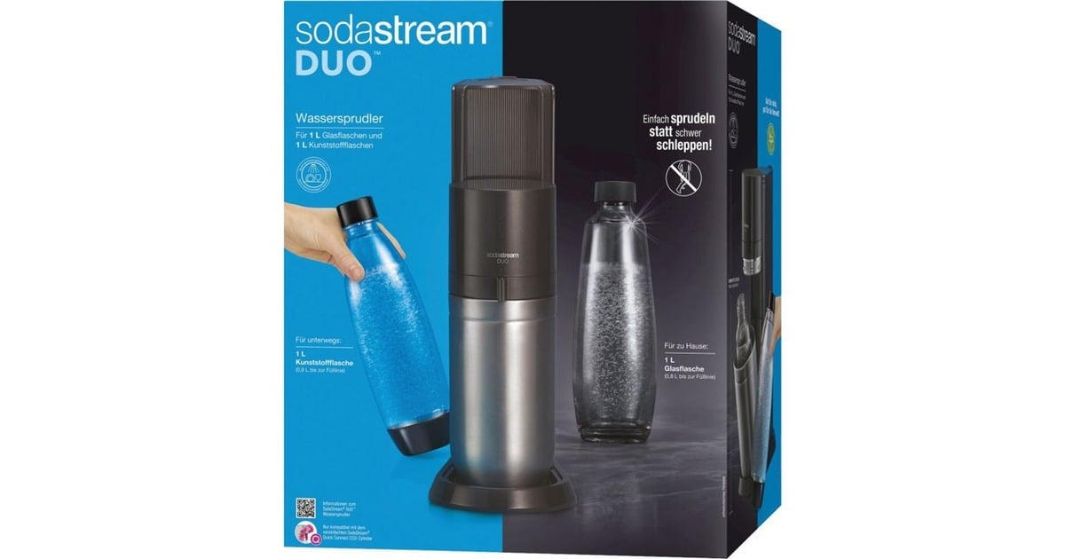 SodaStream Wassersprudler Duo Titan 1+1(inkl. Glasflasche, Kunststoffflasche, CO₂-Zylinder)