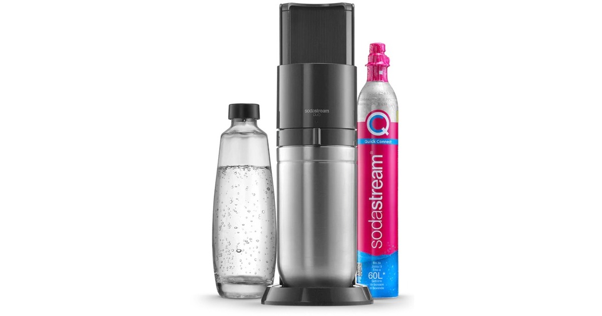 SodaStream Wassersprudler Duo Titan Starter-Set(schwarz, inkl. Glasflasche, CO₂-Zylinder)