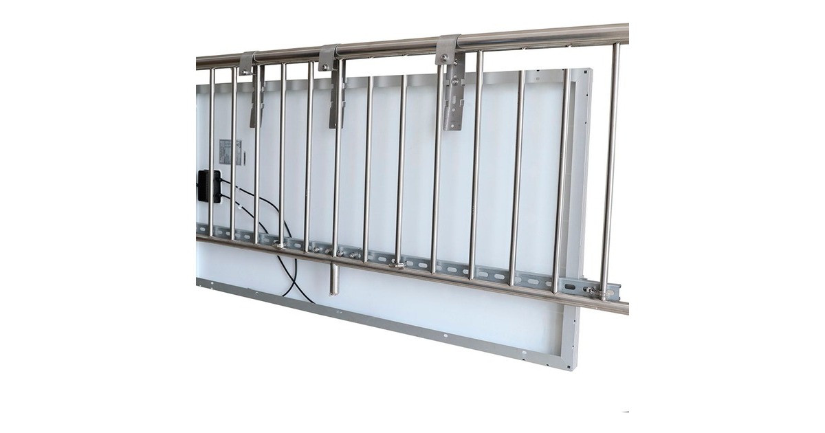 Solarmodulhalterung für Balkongeländer, 30-35mm Rahmenhöhe(aluminium, 0% MWST, für Solarmodule bis max. 180cm Länge)