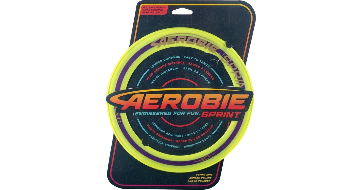 Spin Master Aerobie Sprint Flying Ring, Geschicklichkeitsspiel(gelb, 25,4 cm Durchmesser)