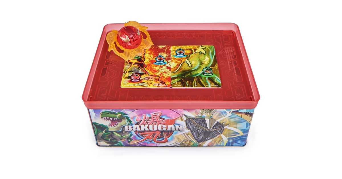 Spin Master Bakugan 2023 Baku-Tin mit Special Attack Mantid, Geschicklichkeitsspiel(mit Aufbewahrungsbox, Actionfigur und Sammelkarten)