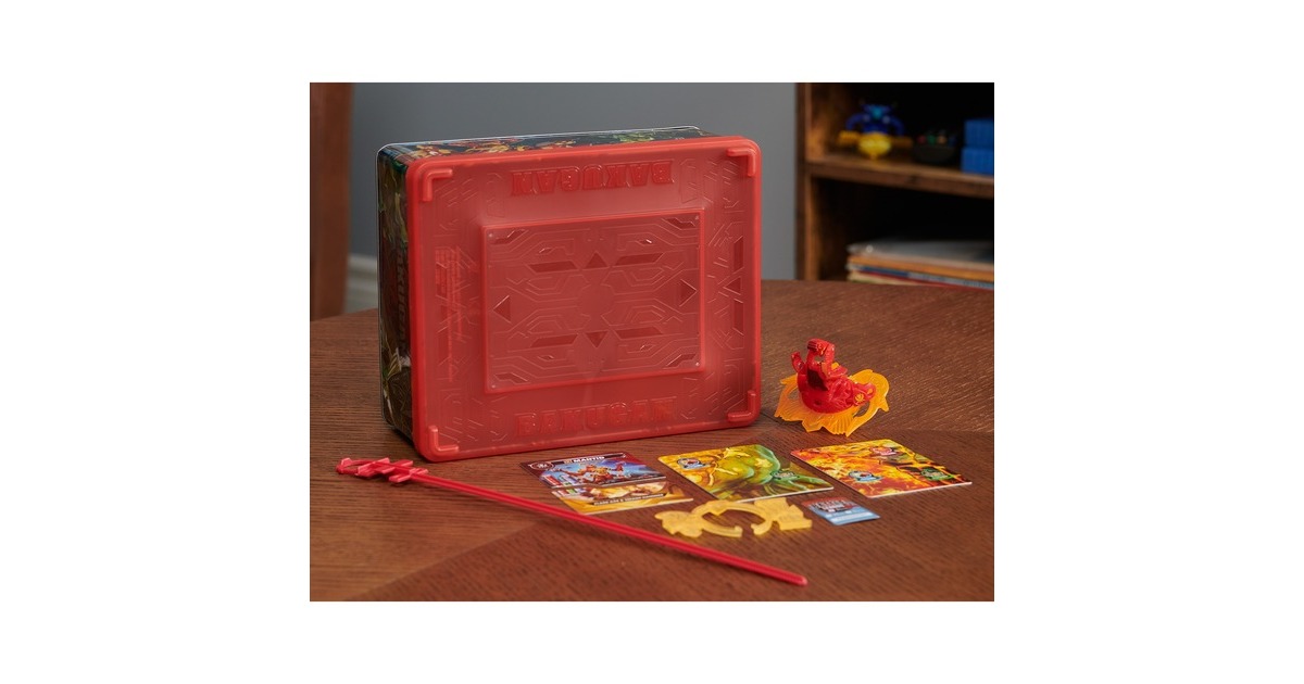 Spin Master Bakugan 2023 Baku-Tin mit Special Attack Mantid, Geschicklichkeitsspiel(mit Aufbewahrungsbox, Actionfigur und Sammelkarten)