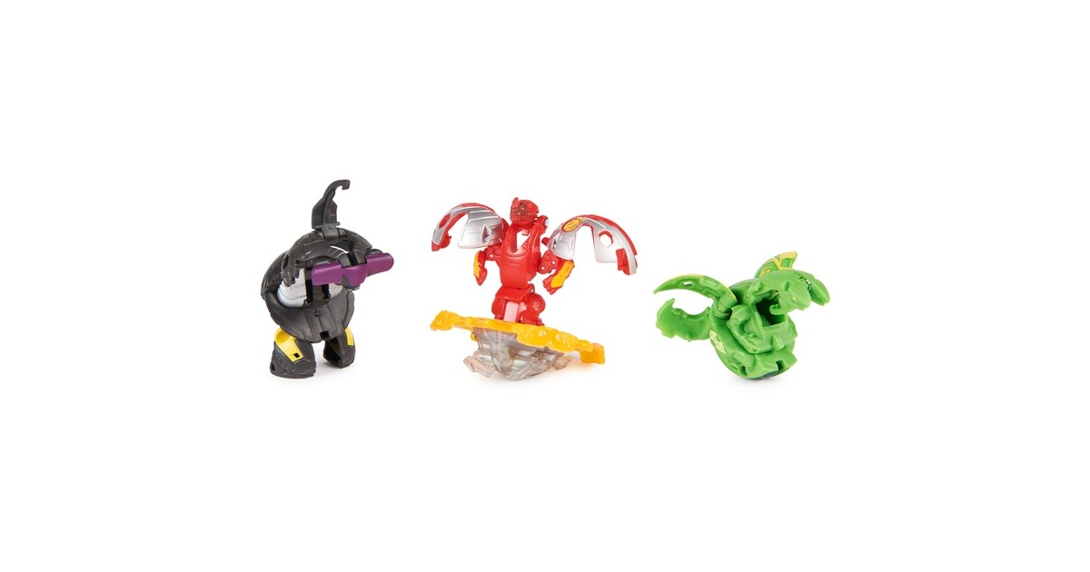 Spin Master Bakugan 2023 Starter Pack mit 3 Bakugan, Geschicklichkeitsspiel(inkl. 1 Special Attack Dragonoid, 2 Core Balls (Nillious und Hammerhead))