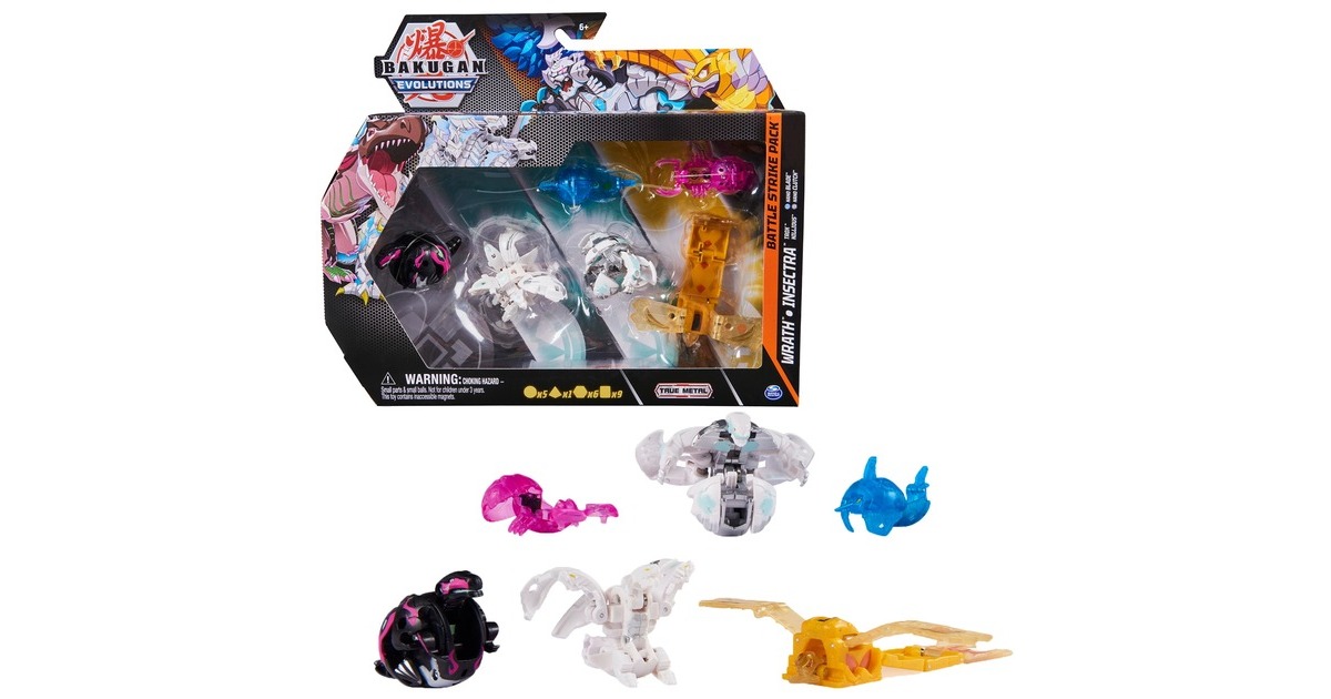 Spin Master Bakugan Evolutions Battle Strike 6er-Pack, Geschicklichkeitsspiel(mit 3 Bakugan-Bällen, zwei Nanogan und einem Geogan)