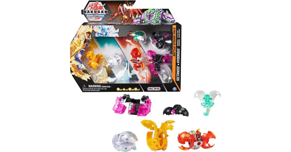 Spin Master Bakugan Evolutions Battle Strike 6er-Pack, Geschicklichkeitsspiel(mit 3 Bakugan-Bällen, zwei Nanogan und einem Geogan)
