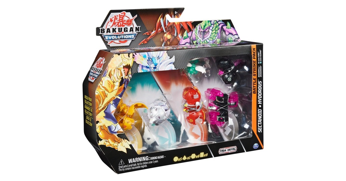 Spin Master Bakugan Evolutions Battle Strike 6er-Pack, Geschicklichkeitsspiel(mit 3 Bakugan-Bällen, zwei Nanogan und einem Geogan)