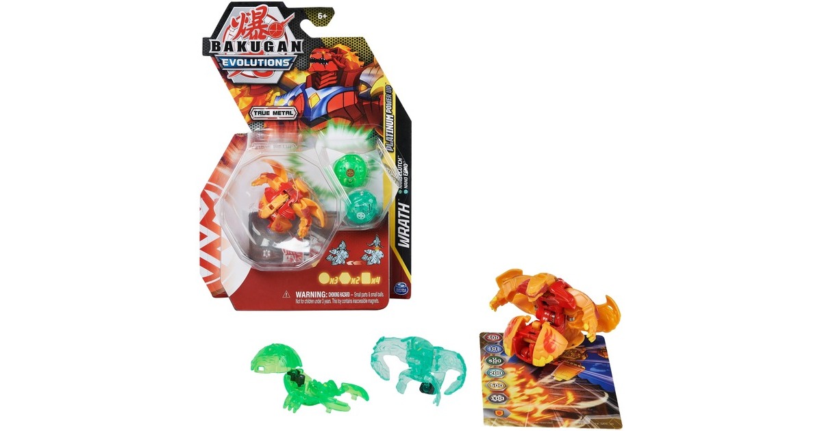Spin Master Bakugan Evolutions Power Up 3er-Pack, Geschicklichkeitsspiel( mit 1 Platinum Bakugan (Pyrus Wrath) und 2 Nanogan (Ventus Clutch, Haos Echo))