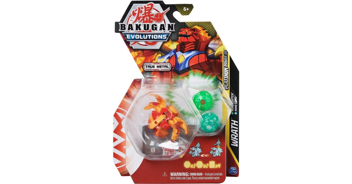 Spin Master Bakugan Evolutions Power Up 3er-Pack, Geschicklichkeitsspiel( mit 1 Platinum Bakugan (Pyrus Wrath) und 2 Nanogan (Ventus Clutch, Haos Echo))