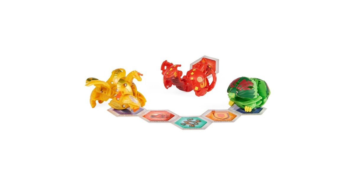 Spin Master Bakugan Evolutions Starter Pack mit 3 Bakugan, Geschicklichkeitsspiel(Ultra Pyrus Serpillious, Basic Ventus Hydorous, Basic Aurelus Pegatrix)