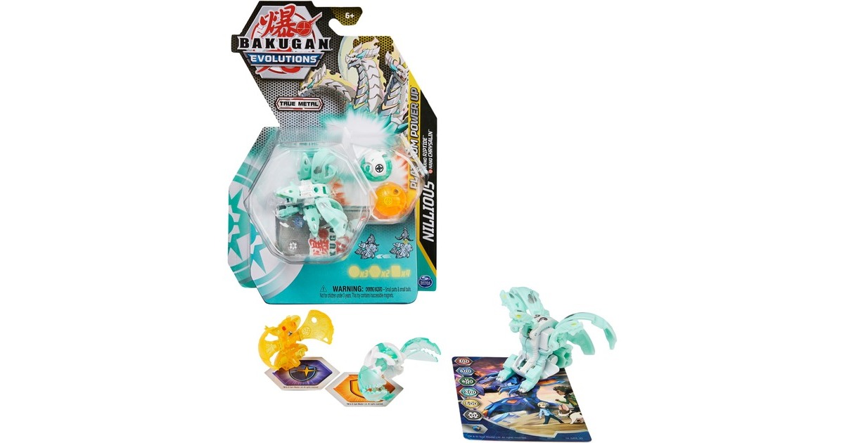Spin Master Bakugan "Evolutions" Power Up 3er Pack , Geschicklichkeitsspiel(mit einem Platinum Series Bakugan (Haos Nillious) und 2 Nanogan (Pyrus Chrysalin, Haos Riptide))