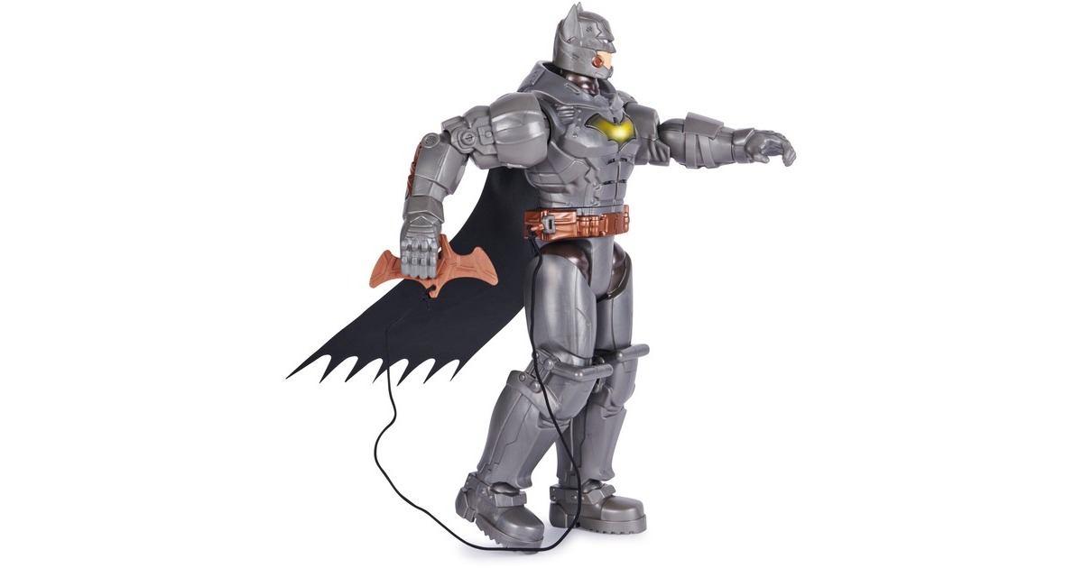 Spin Master Batman 30 cm Deluxe-Actionfigur mit Schlag- und Wurffunktion, Spielfigur(5 Ausrüstungsgegenstände, Licht- und Soundeffekte)