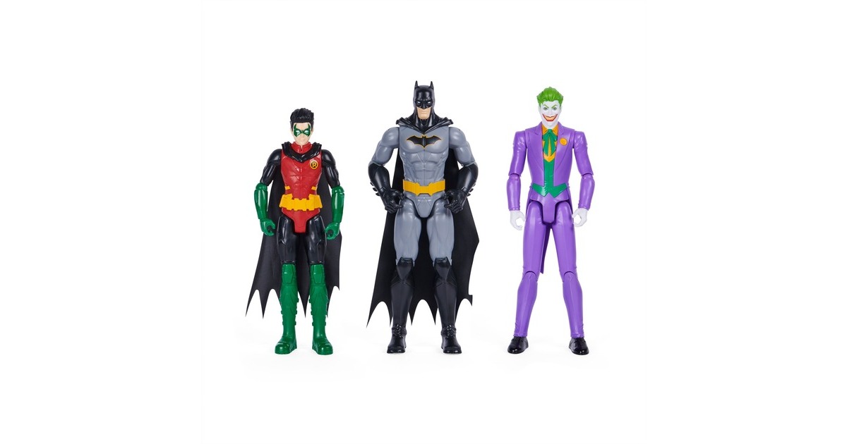 Spin Master Batman 30 cm Figuren-Set aus Batman (Rebirth), Robin und Joker, Spielfigur
