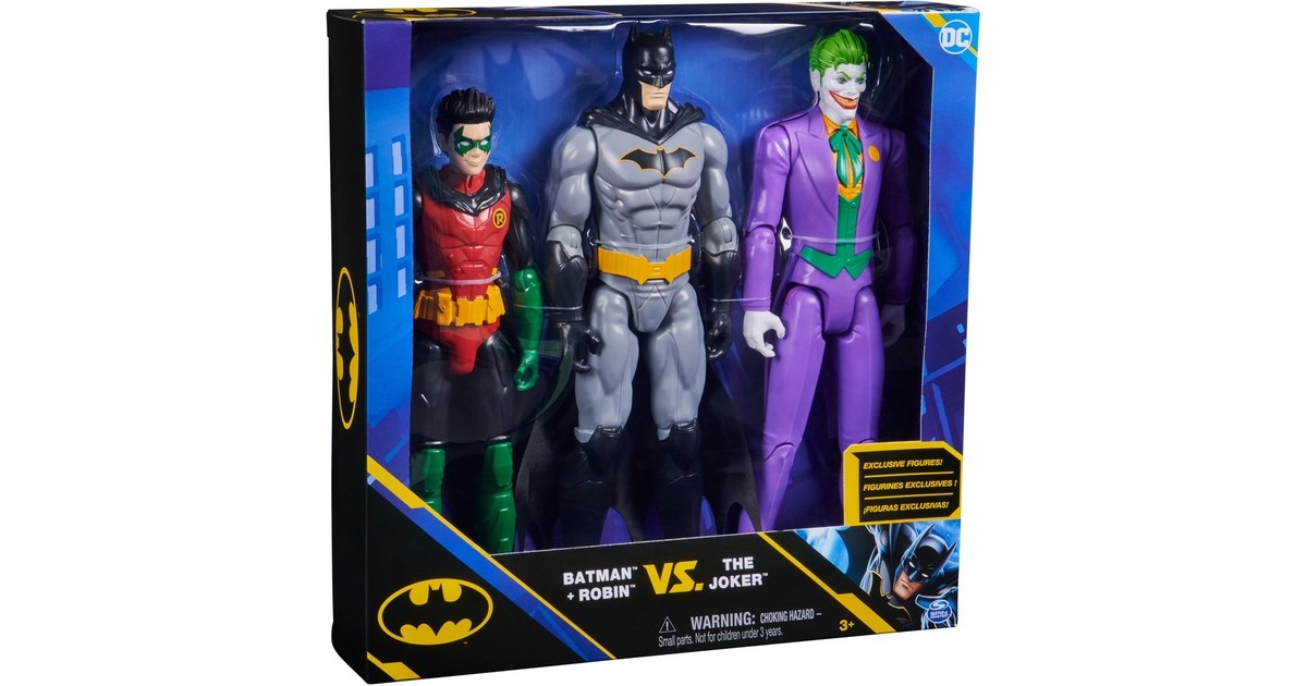 Spin Master Batman 30 cm Figuren-Set aus Batman (Rebirth), Robin und Joker, Spielfigur