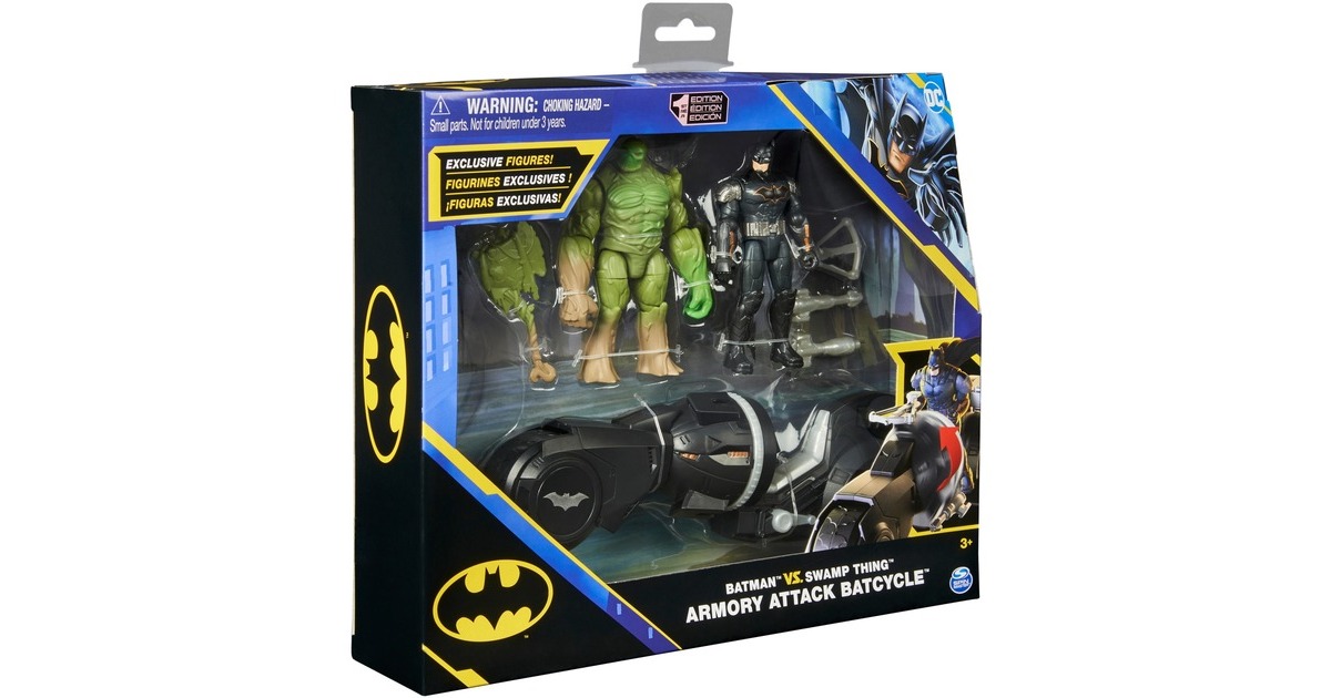 Spin Master Batman Amory Attack Batcycle, Spielfahrzeug(mit Actionfiguren von Batman und Swamp Thing)