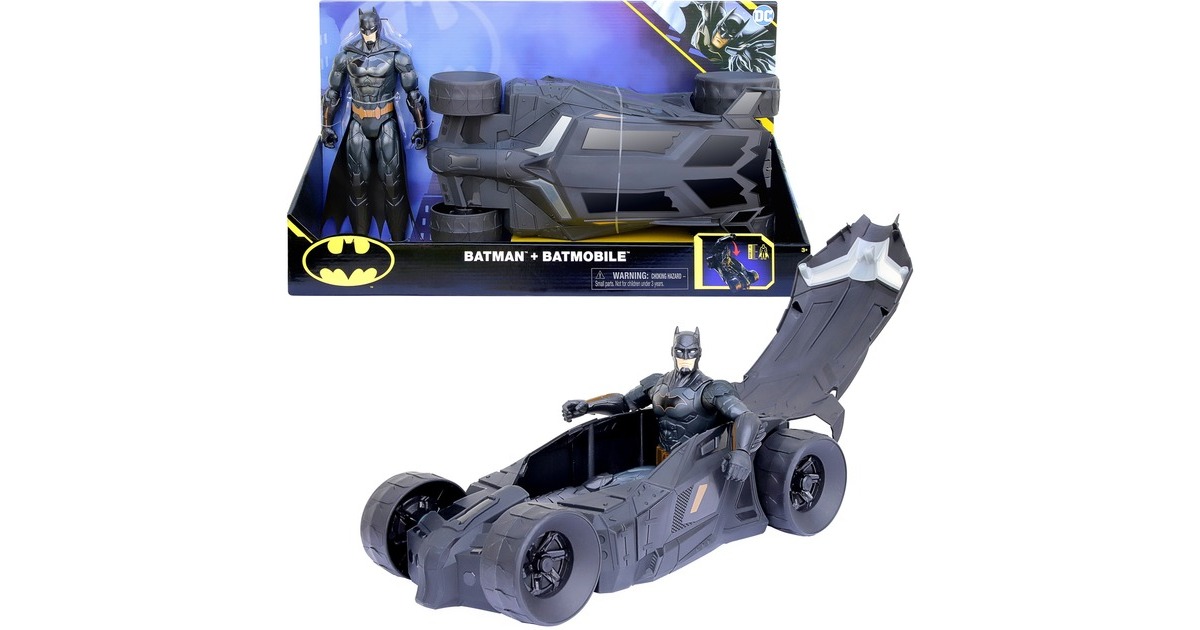 Spin Master Batman Batmobil, Spielfahrzeug(mit Verdeck zum Öffnen und 30 cm Batman-Actionfigur)