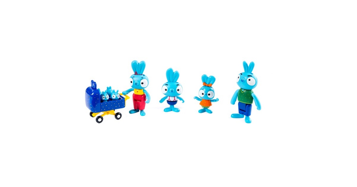 Spin Master Brave Bunnies Family 5er Pack mit Actionfiguren der Hasenfamilie, Spielfigur(Ma, Pa, Bop, Boo und die Babies im Kinderwagen, Spielzeug für Jungen und Mädchen ab 3 Jahren)
