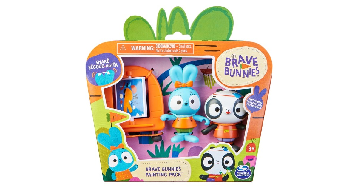 Spin Master Brave Bunnies - Malen mit Boo Hase und Panda, Spielfigur(mit 2 Actionfiguren und 1 Leinwand als Zubehör, Spielzeug für Kinder ab 3 Jahren, Basic Figuren Set)