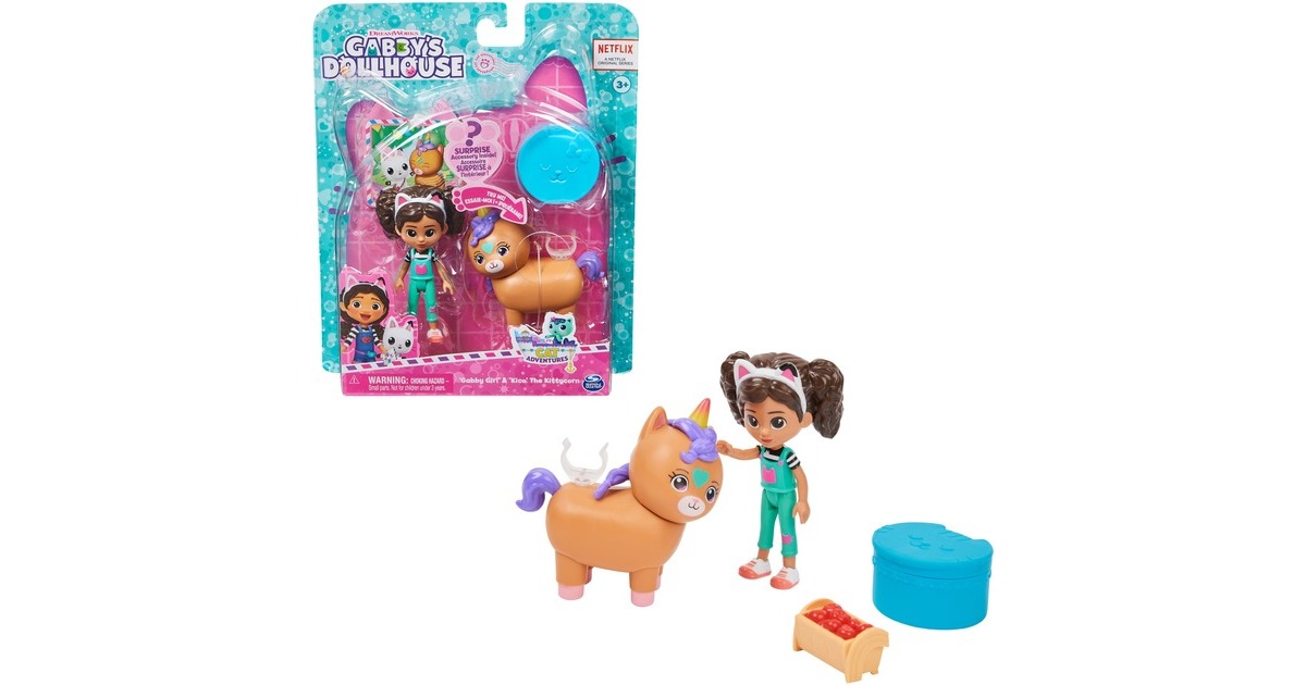 Spin Master DreamWorks Gabby's Dollhouse Cat Adventures - Cat-tivity Set Kittycorn Pferd, Spielfigur