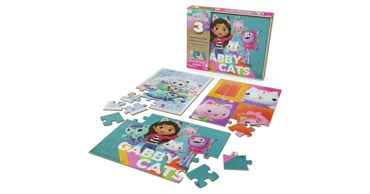 Spin Master DreamWorks Gabby’s Dollhouse - Holzpuzzle-Sammlung(3x 24 Teile)