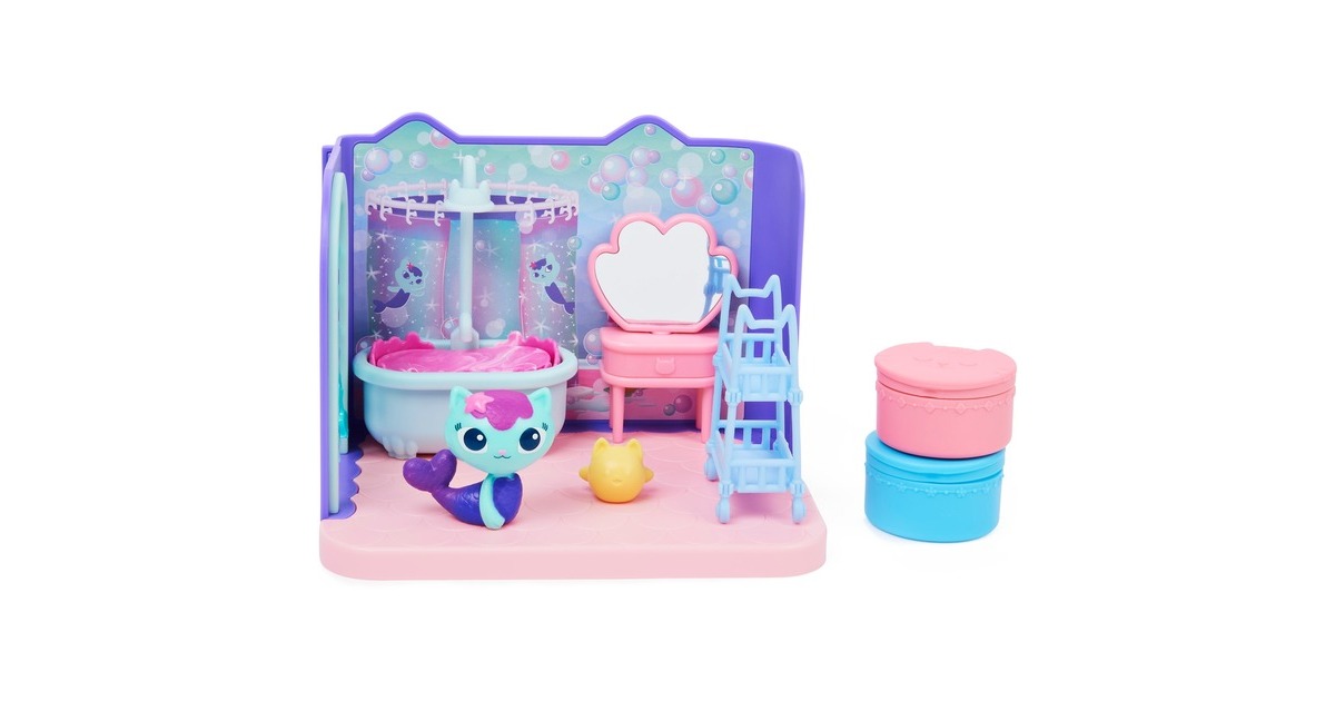 Spin Master Gabby's Dollhouse Deluxe Room Badezimmer, Spielfigur(mit Meerkätzchen-Figur)
