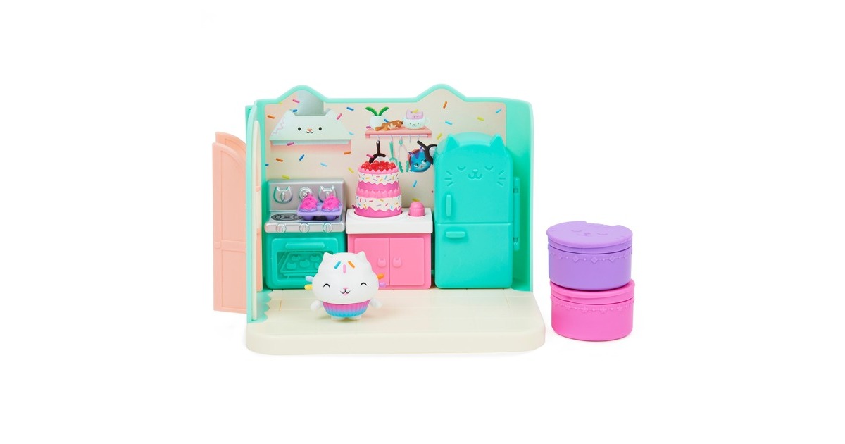 Spin Master Gabby‘s Dollhouse Deluxe Room Küche, Spielfigur(mit Kuchi Katzenfigur)