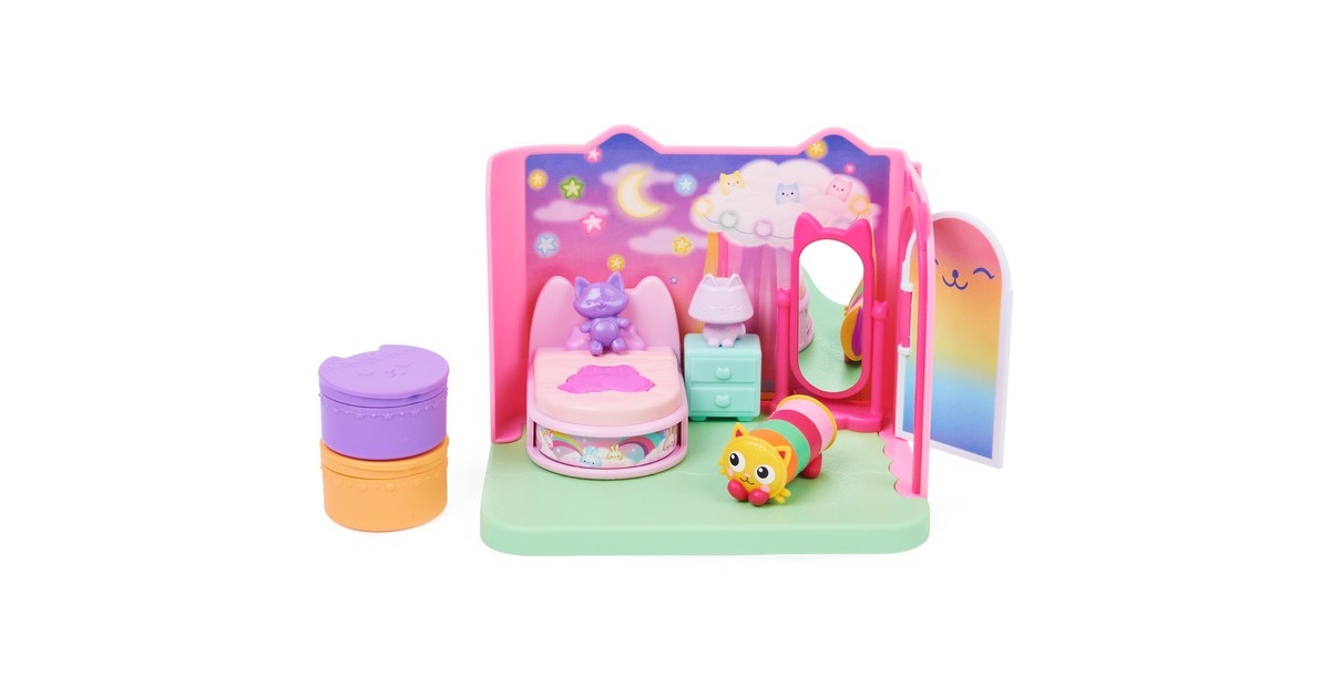 Spin Master Gabby's Dollhouse Deluxe Room Schlafzimmer , Spielfigur(mit Kuschelkatze Pillow Cat-Figur)
