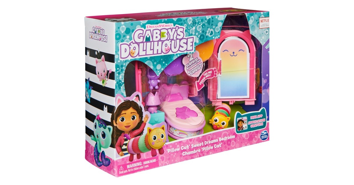 Spin Master Gabby's Dollhouse Deluxe Room Schlafzimmer , Spielfigur(mit Kuschelkatze Pillow Cat-Figur)
