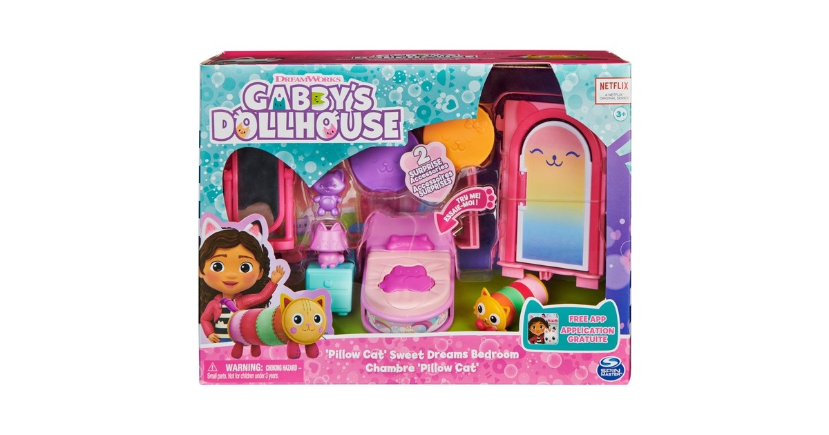 Spin Master Gabby's Dollhouse Deluxe Room Schlafzimmer , Spielfigur(mit Kuschelkatze Pillow Cat-Figur)