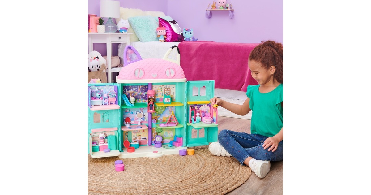 Spin Master Gabby's Dollhouse Deluxe Room Schlafzimmer , Spielfigur(mit Kuschelkatze Pillow Cat-Figur)