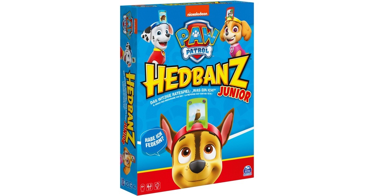 Spin Master Hedbanz Junior - Paw Patrol, Quizspiel(das witzige Ratespiel für 2-4 Fellfreunde ab 4 Jahren)