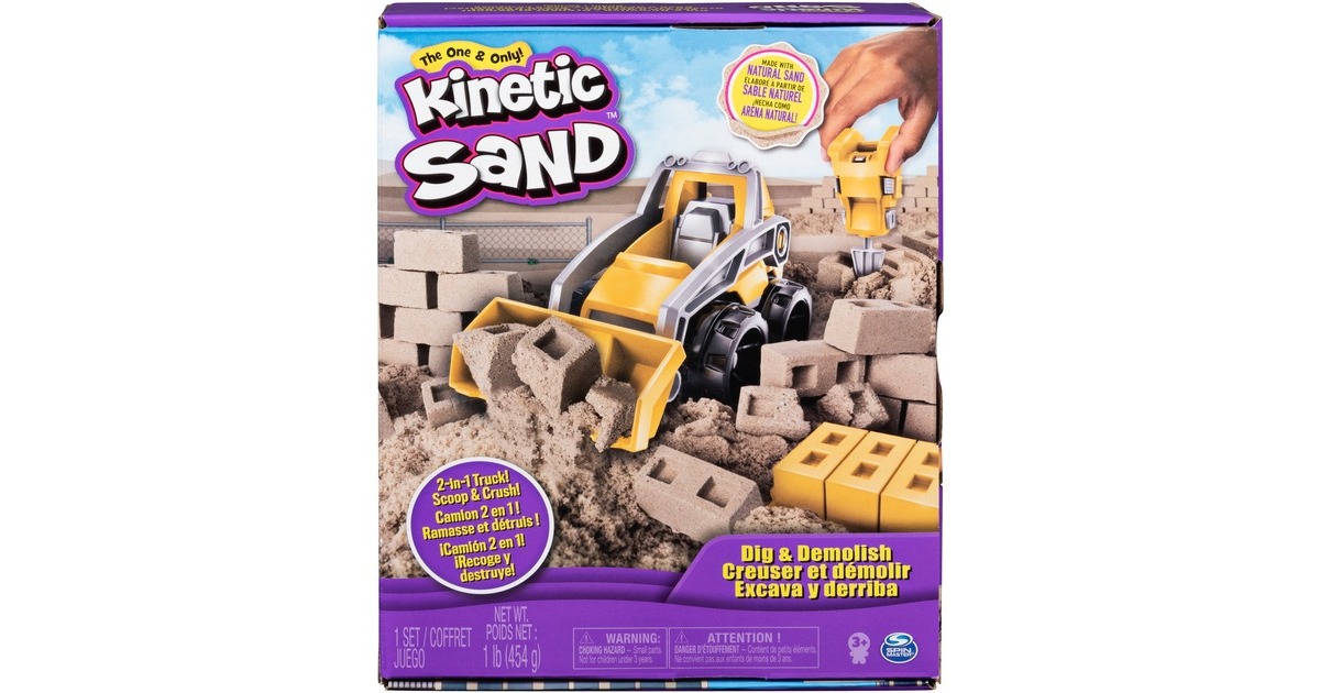 Spin Master Kinetic Sand - Baustellen Set, Spielsand(453 Gramm Sand)