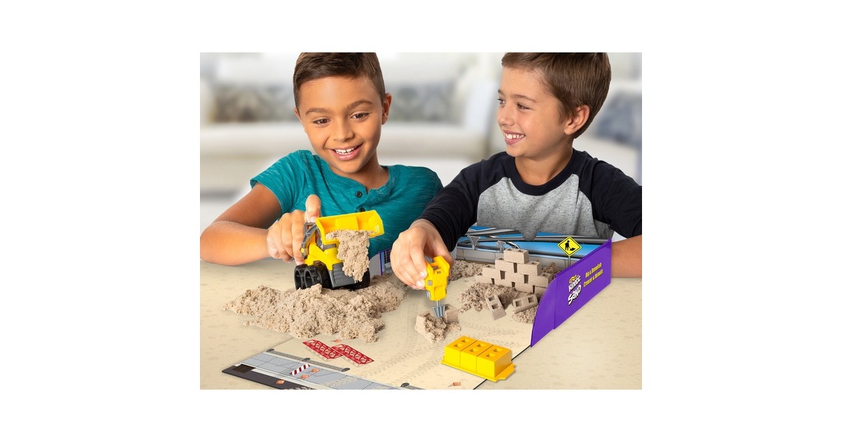 Spin Master Kinetic Sand - Baustellen Set, Spielsand(453 Gramm Sand)