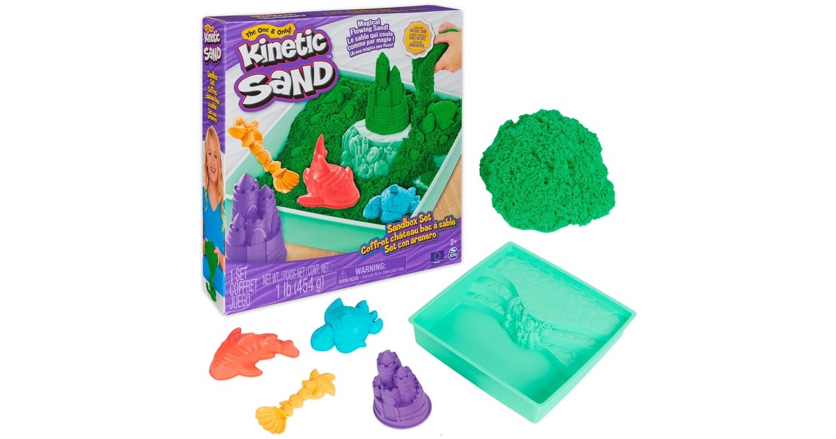 Spin Master Kinetic Sand - Sandbox Set grün, Spielsand(454 Gramm Sand)