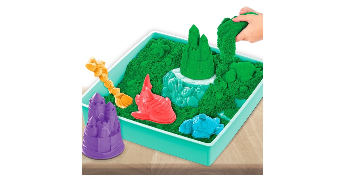 Spin Master Kinetic Sand - Sandbox Set grün, Spielsand(454 Gramm Sand)