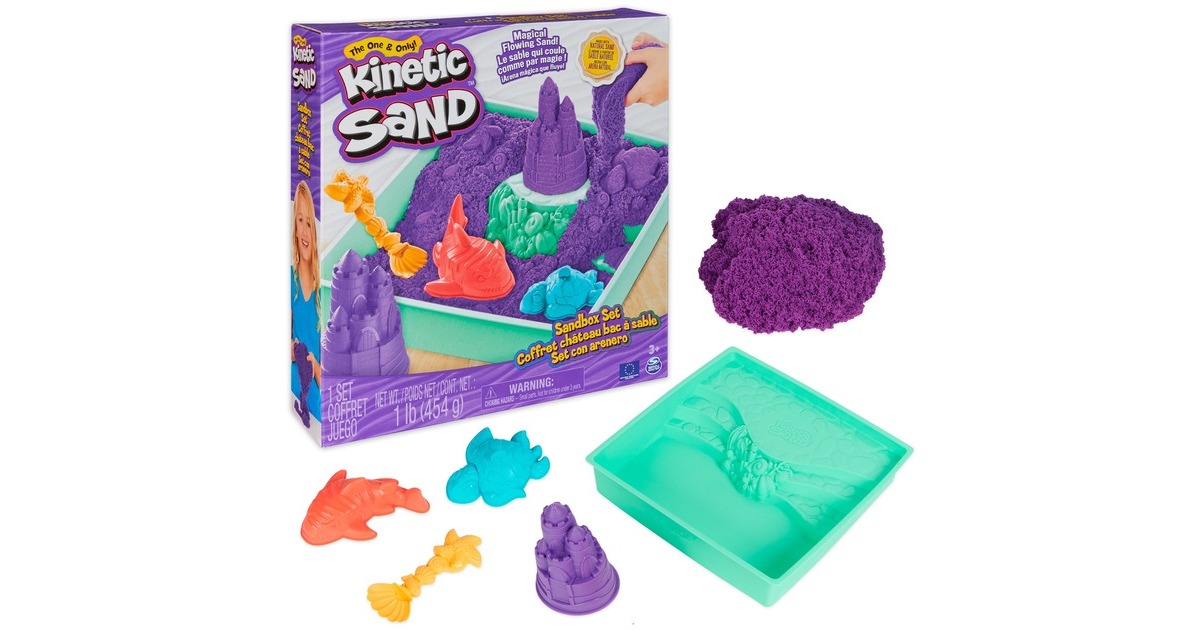 Spin Master Kinetic Sand - Sandbox Set lila, Spielsand(454 Gramm Sand)