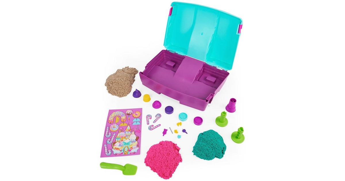 Spin Master Kinetic Sand - Sandyland Sandkoffer, Spielsand(3 verschiedene Farben, insg. 907 Gramm Sand)