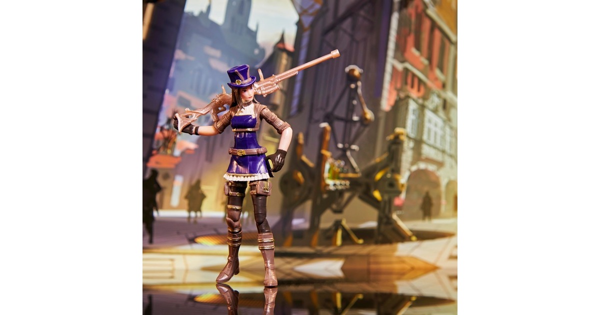 Spin Master League of Legends - 10cm Actionfiguren 5er Pack , Spielfigur(Vi, Caitlyn, Ekko, Heimerdinger und exklusiver Jinx, jeweils mit Accessoires, Ausstellungssockel)