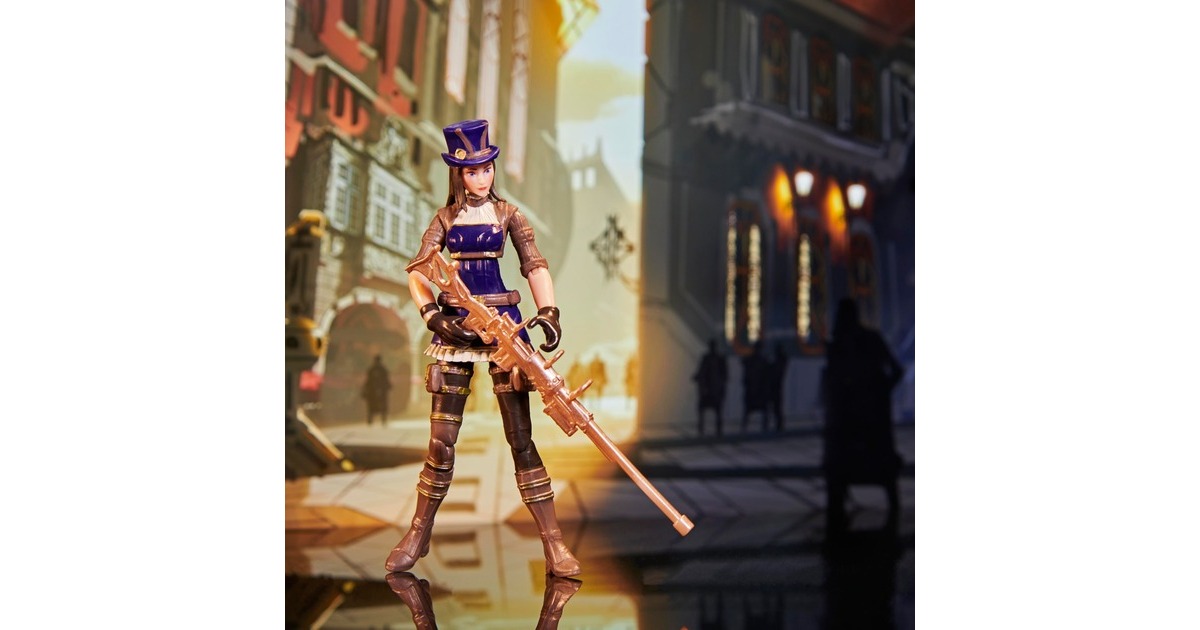 Spin Master League of Legends - 10cm Actionfiguren 5er Pack , Spielfigur(Vi, Caitlyn, Ekko, Heimerdinger und exklusiver Jinx, jeweils mit Accessoires, Ausstellungssockel)