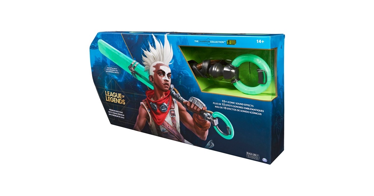 Spin Master League of Legends, lebensgroßer Schläger von Ekko, Rollenspiel(über 90cm groß mit mehr als 15 legendären Lichtern und Geräuschen, hochwertiges Cosplay, Sockel, Champion Collection)