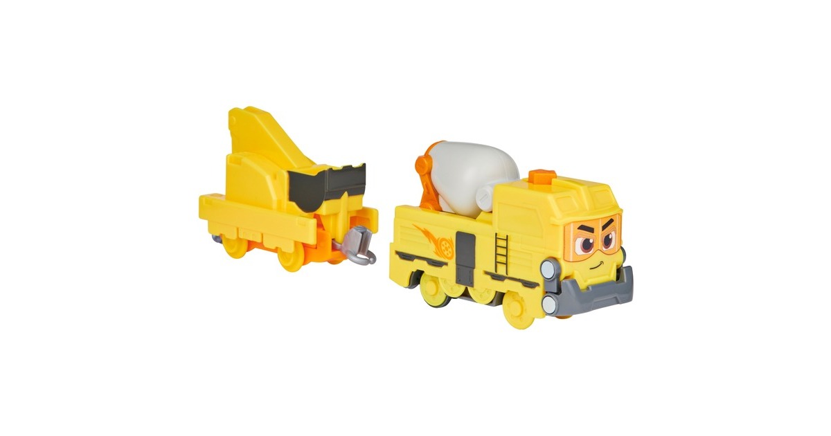 Spin Master Mighty Express Motorisierter Zug Baut-es Bruno mit Güterwaggon, Spielfahrzeug(gelb/grau)