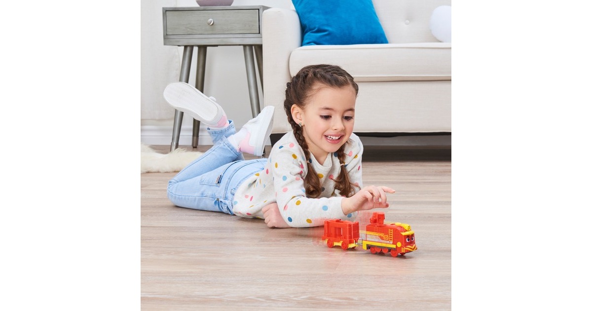 Spin Master Mighty Express Motorisierter Zug Frachter Nick mit Güterwaggon, Spielfahrzeug(rot/gelb)