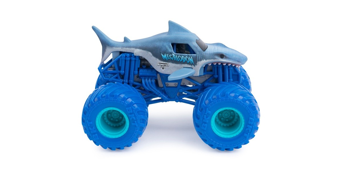 Spin Master Monster Jam - Batmobil vs. Megalodon, Spielfahrzeug(2er-Pack, Maßstab 1:64)