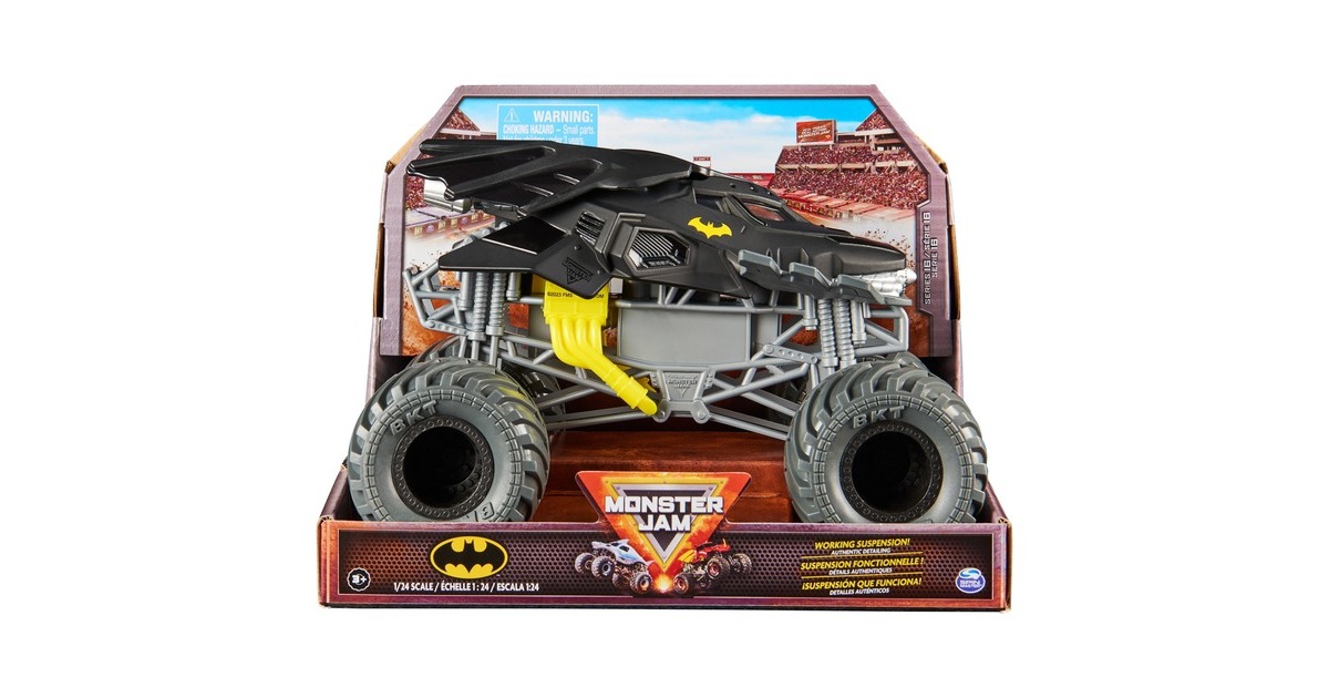Spin Master Monster Jam - Offizieller Batmobile Monster Truck, Spielfahrzeug(Maßstab 1:24)